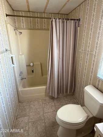 a bathroom with a toilet and a bathtub