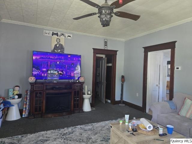 445 Wilcox Street Warsaw, IL 62379 - Photo 21 of 29 a living room with furniture and a fireplace