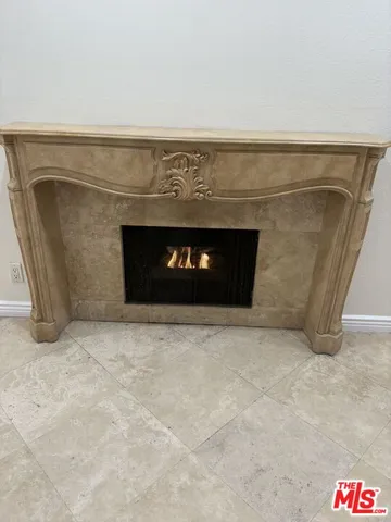 a front view of a fireplace