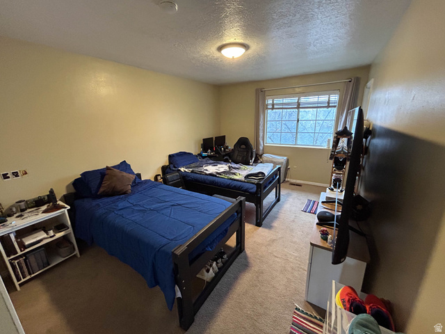 939 South Freedom Boulevard, Unit 13 Provo, UT 84601 - Photo 19 of 26 Bedroom featuring a textured ceiling and light colored carpet