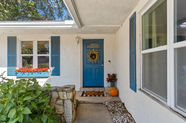 a front view of a house with entryway