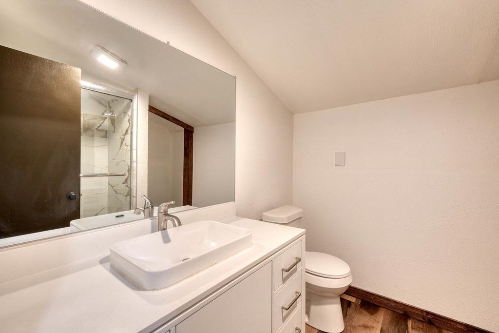 734 Bell Creek Road Hiawassee, GA 30546 - Photo 12 of 30 a bathroom with a sink toilet and mirror