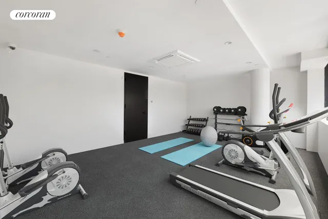 a room with gym equipment