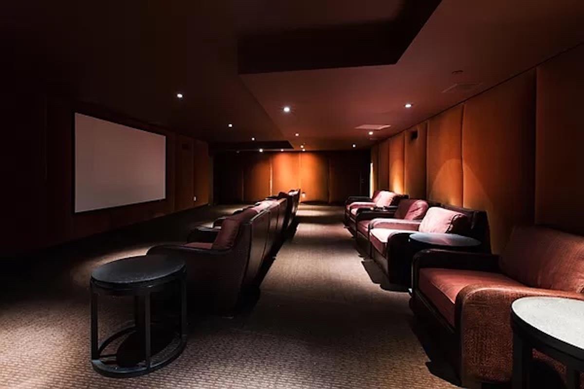 46-30 Center Boulevard, Unit 401 Queens, NY 11109 - Photo 16 of 18 a media room with lots of chairs and a projector screen