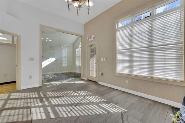 a view of a room with a window