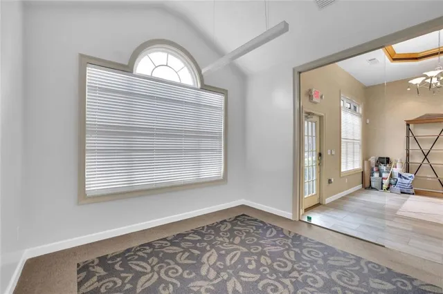 a view of a livingroom with a window