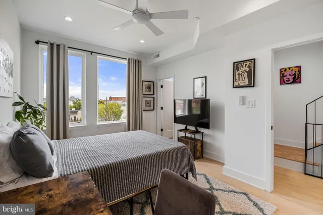 a view of a building with a street