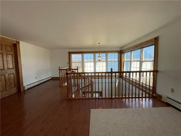 an empty room with windows