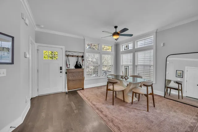 a workspace with furniture and window