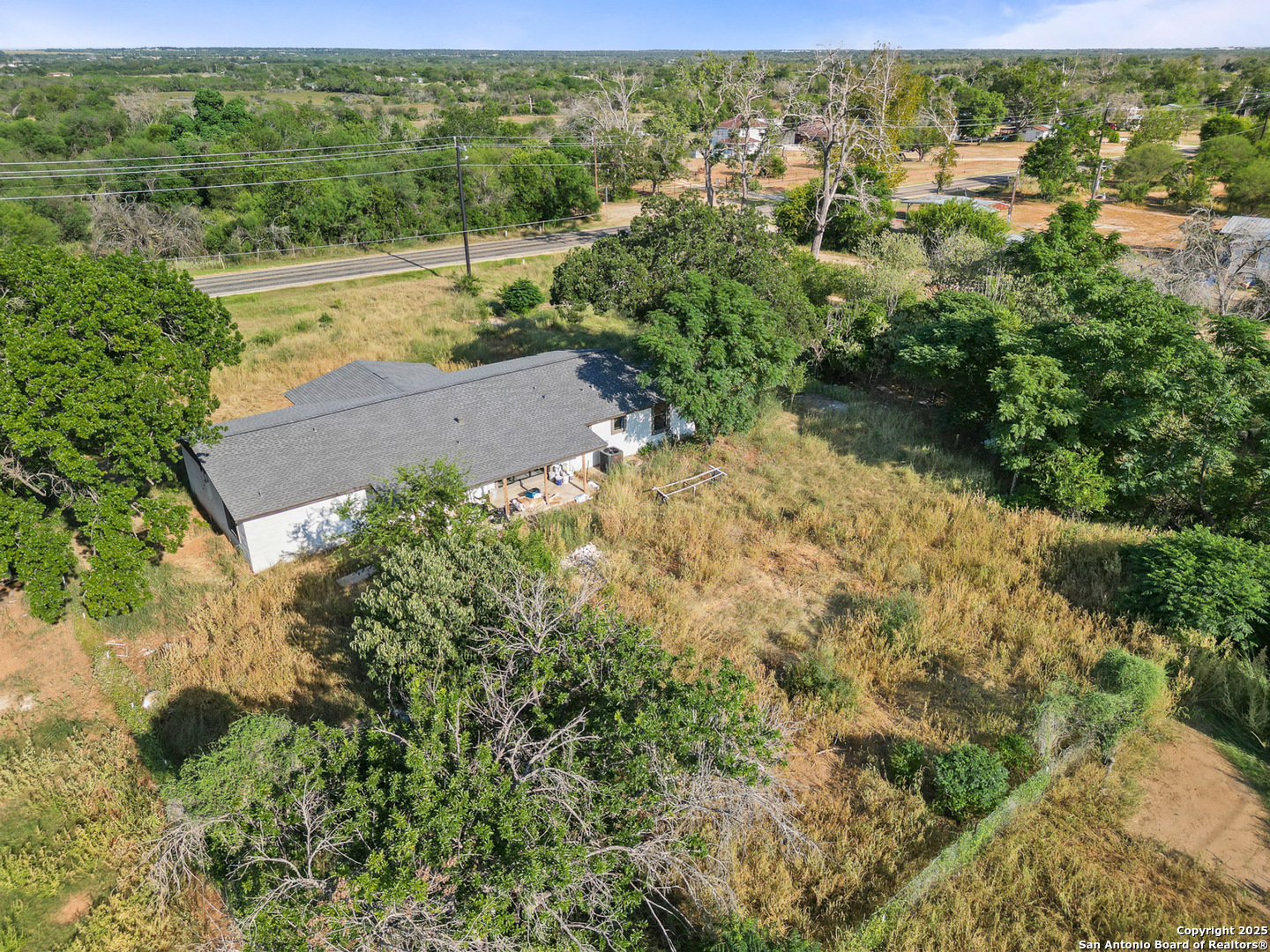 19551 Farm To Market Road 463 Devine, TX 78016 - Photo 26 of 27 a view of a yard with plants and large trees