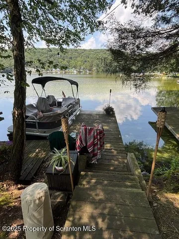 a view of a lake with outside space