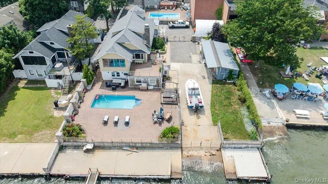 an aerial view of a house