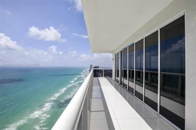 a view of balcony with ocean view
