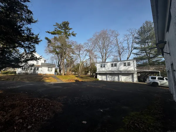 a view of a street with houses