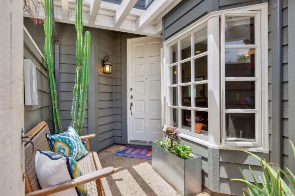 a view of balcony with an outdoor seating