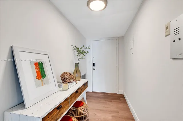 a living room with a rug