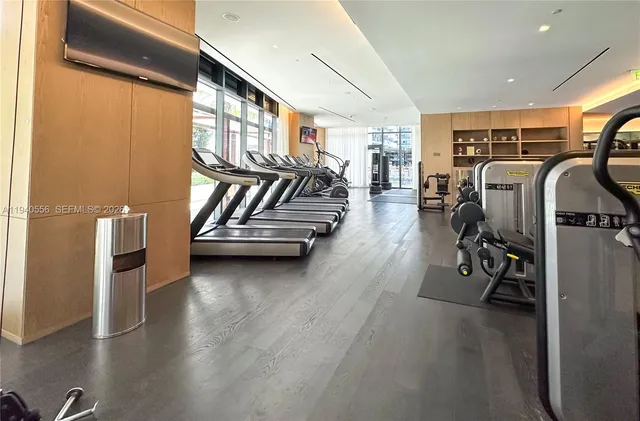 a view of a room with gym equipment