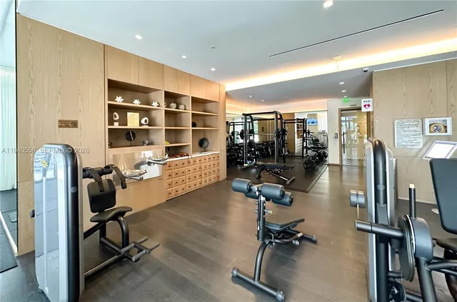 a view of a room with gym equipment