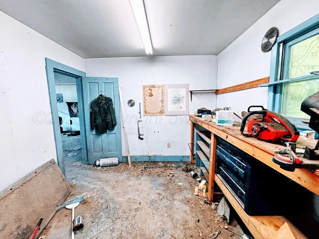 a room with gym equipment