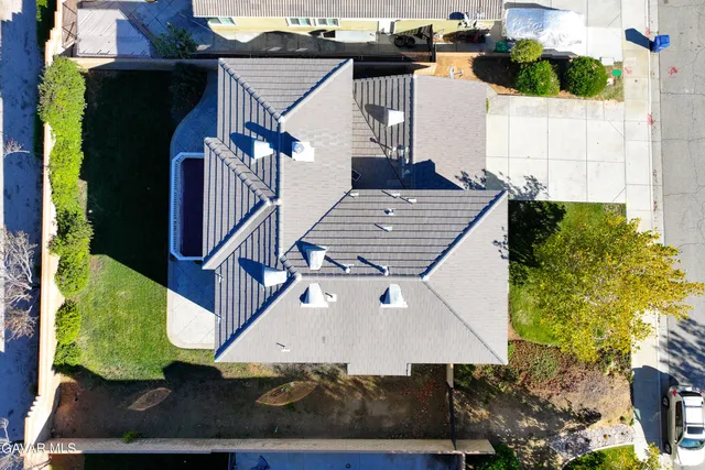 an aerial view of a house