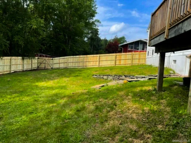 a view of a bench in a yard