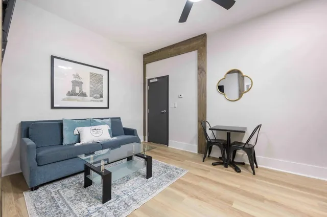 a living room with furniture