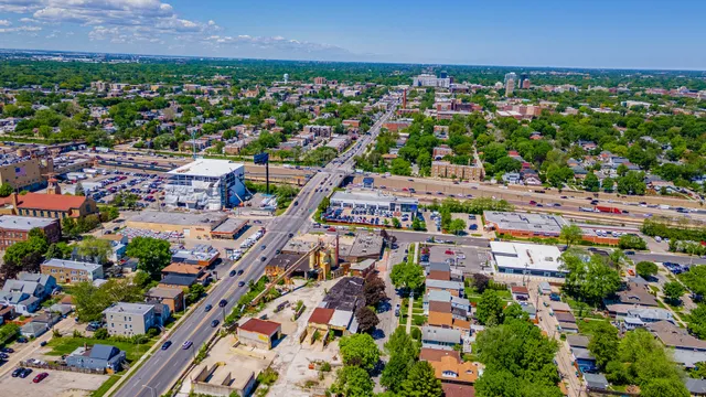 an aerial view of a city