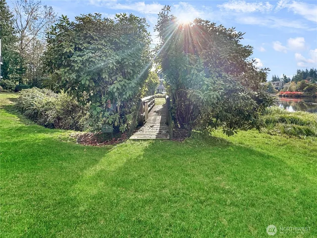 a view of green field with trees in the background