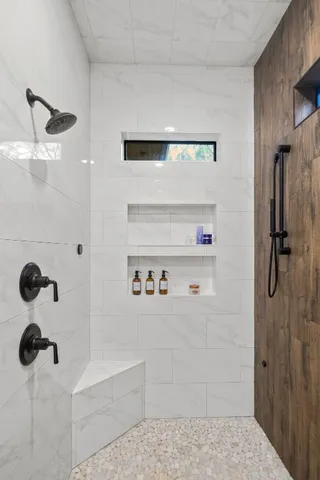 a bathroom with a shower