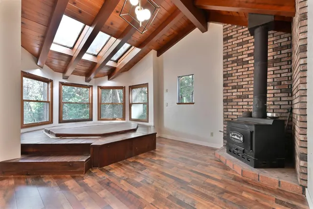a living room with a large window