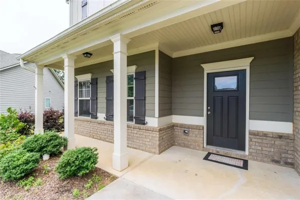 front view of the house with a porch