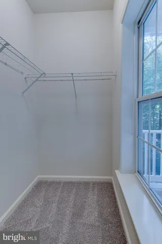 a view of a room with racks on the wall