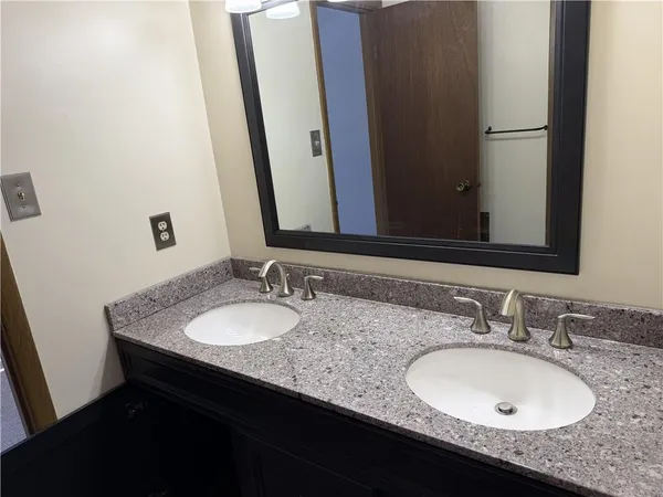 a bathroom with a bathtub