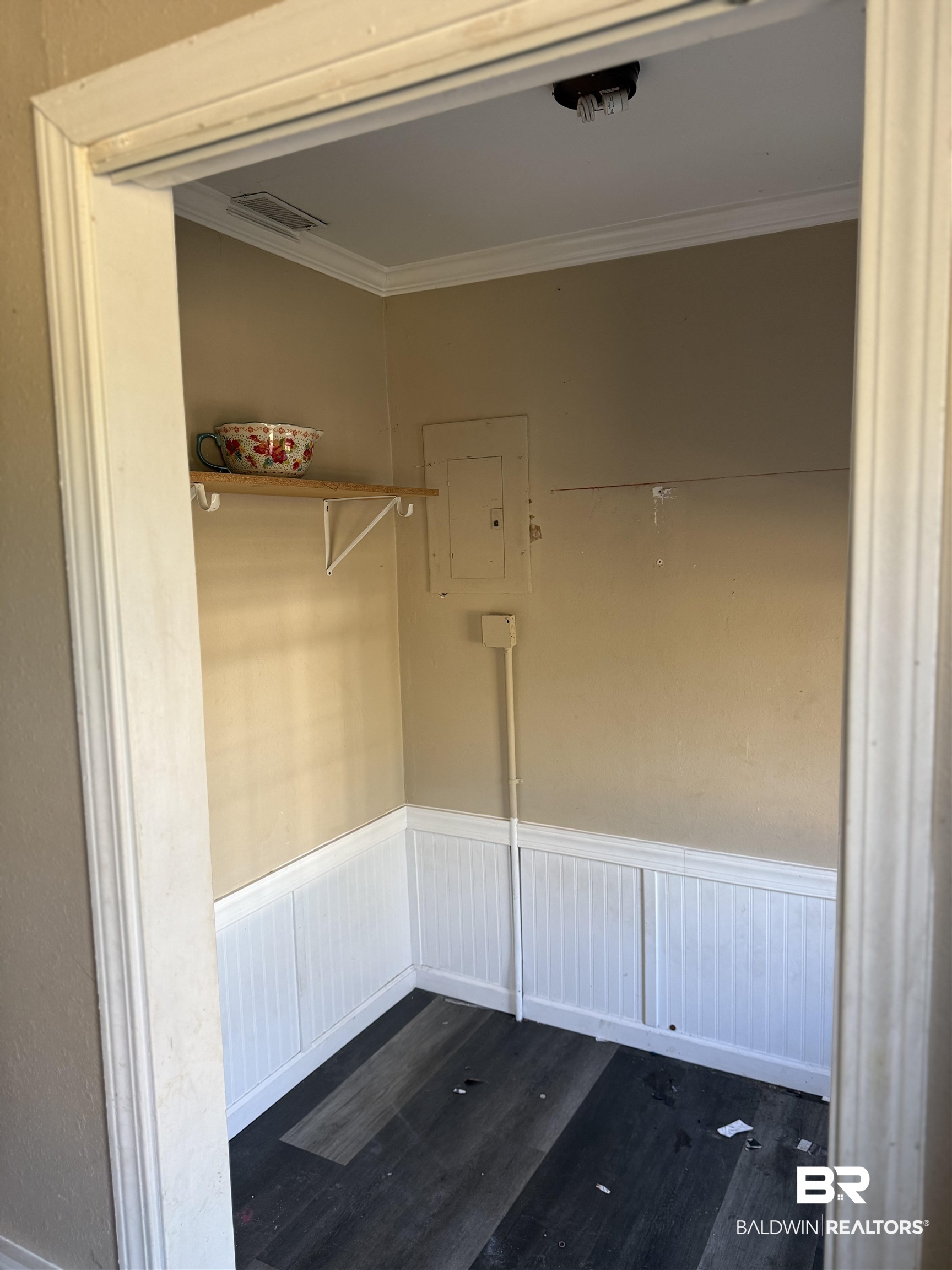 6745 Carol Plantation Road Theodore, AL 36582 - Photo 10 of 13 Walk in closet with electric panel and dark wood-type flooring
