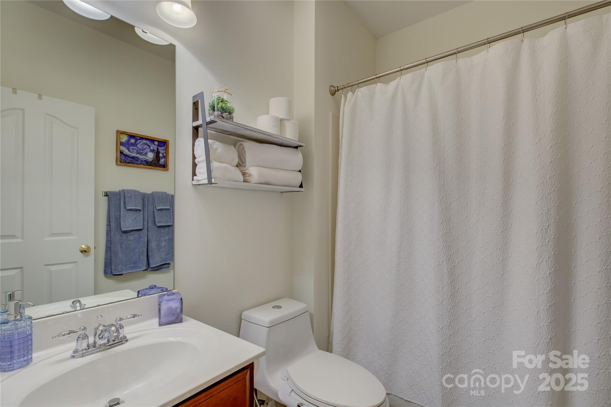 16645 Turtle Point Road Charlotte, NC 28278 - Photo 12 of 48 a white toilet sitting next to a bathroom sink