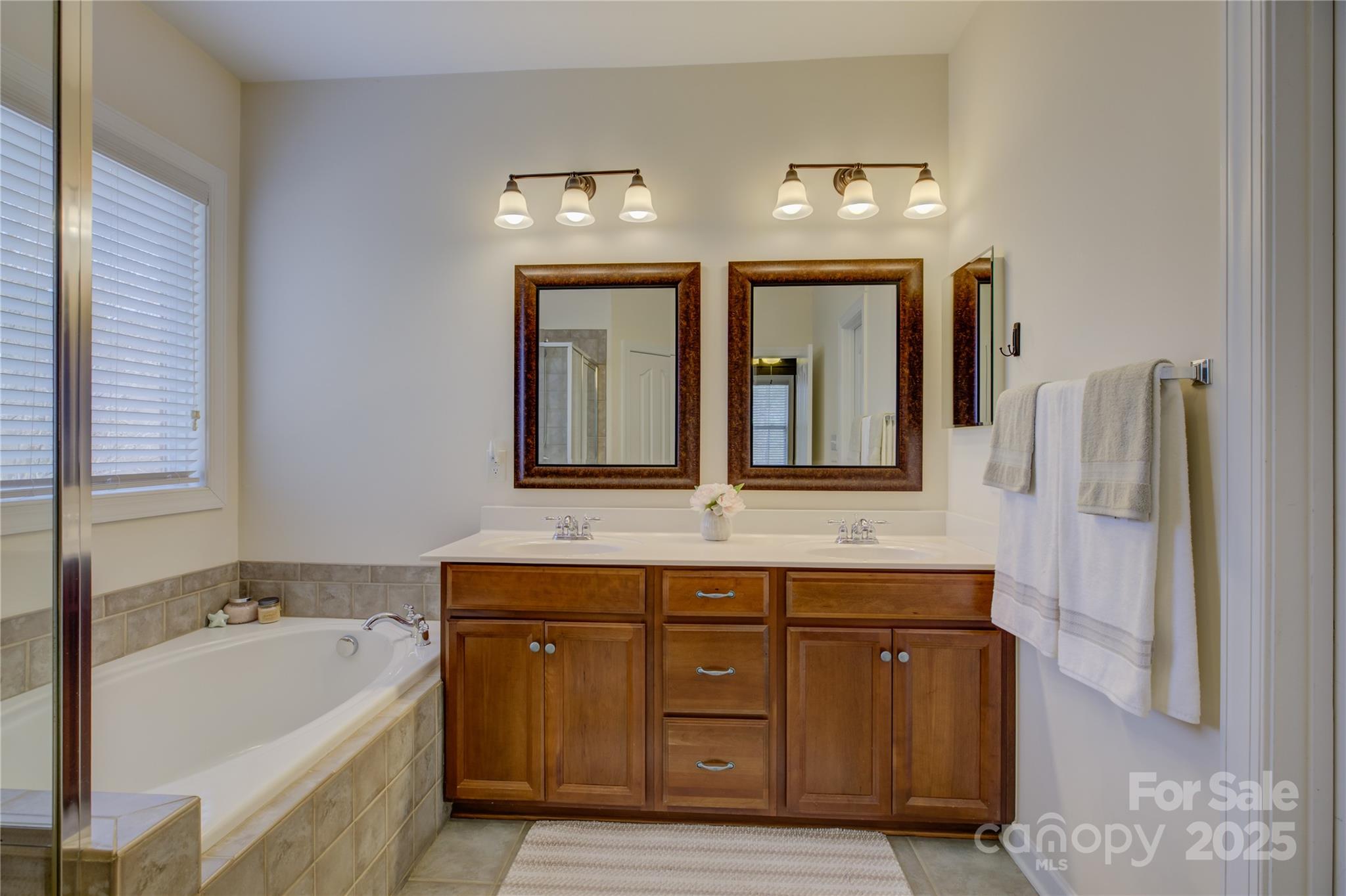 16645 Turtle Point Road Charlotte, NC 28278 - Photo 26 of 48 a bath room with a sink and a large mirror