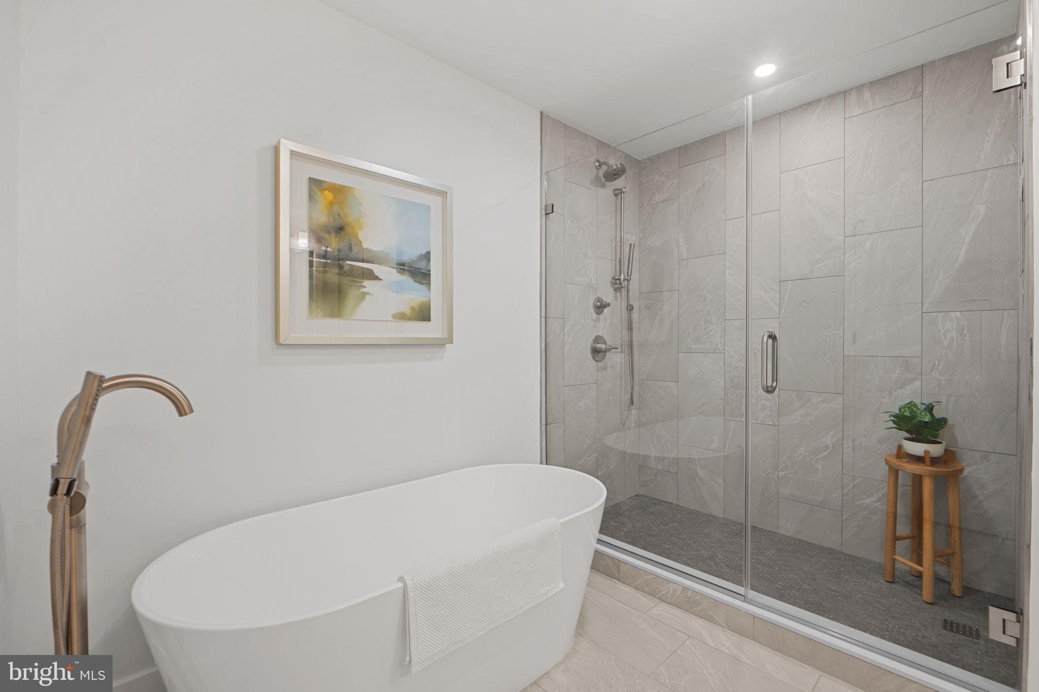 210 East 2nd Street, Unit 402 Frederick, MD 21701 - Photo 47 of 71 a white bath tub sitting next to a shower