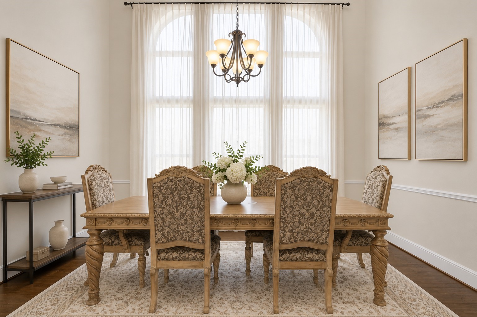 4022 Sabine Valley Trail Spring, TX 77386 - Photo 9 of 46 Look at all that natural light from the wall of high windows in the elegant formal dining room. Virtually staged to show the room’s potential.
