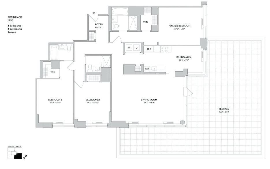 400 West 63rd Street, Unit 1702 Manhattan, NY 10069 - Photo 11 of 11 a picture of a bathroom with a shower