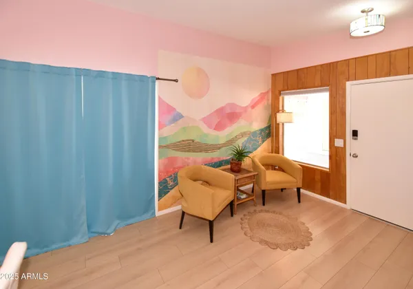 a workspace with furniture