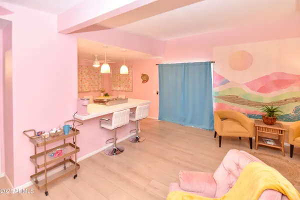 a living room with furniture