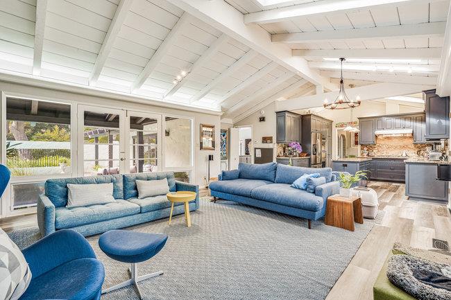 1 Edge Road Atherton, CA 94027 - Photo 14 of 33 a living room with furniture kitchen view and a large window