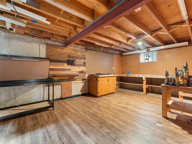 a view of a room with racks on the wall