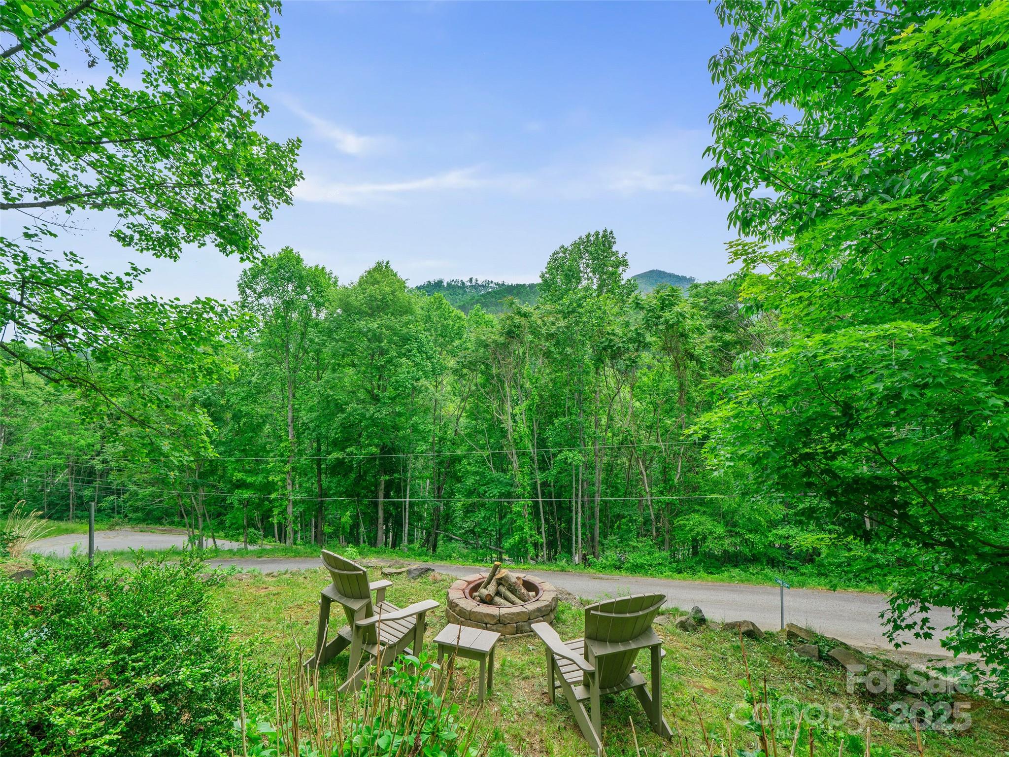 198 Grace Ridge Road Bakersville, NC 28705 - Photo 18 of 27 a backyard with table and chairs and potted plants