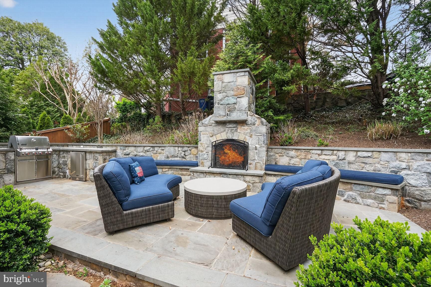 4837 W Street Northwest Washington, DC 20007 - Photo 55 of 59 Patio, fp, bench seating,kitchenette,grill,refrig