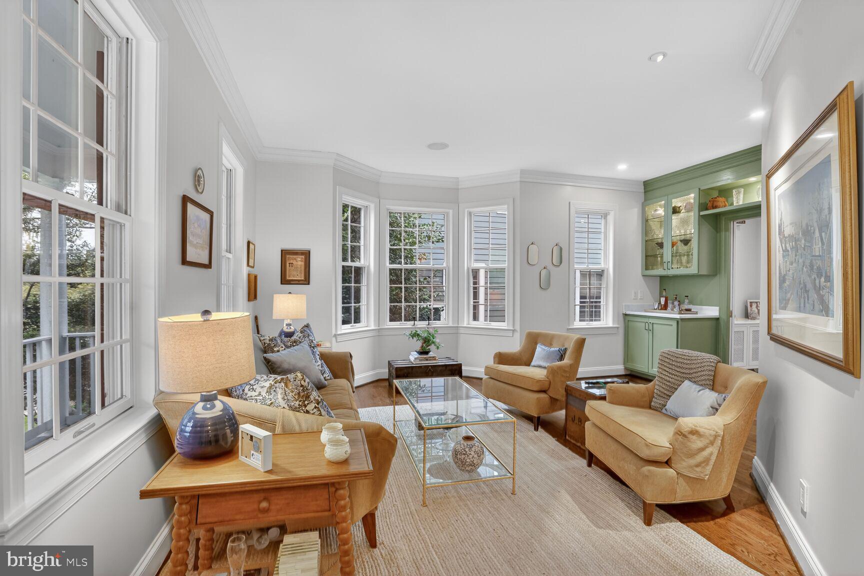 4837 W Street Northwest Washington, DC 20007 - Photo 7 of 59 Living room with wet bar and bay window