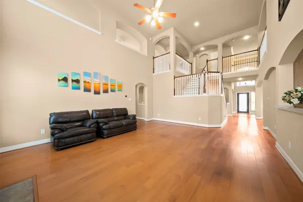 a living room with furniture and a couch
