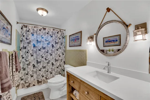 an outdoor space with tables and chairs