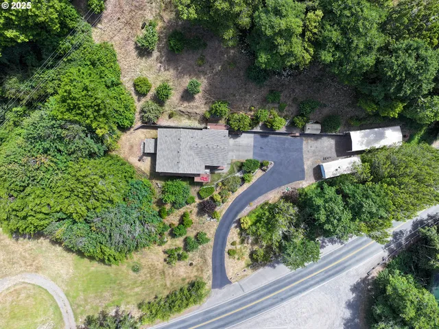 an aerial view of a house