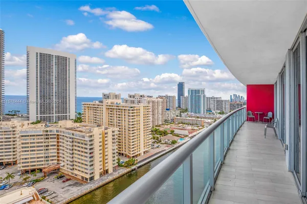 a view of balcony with city view